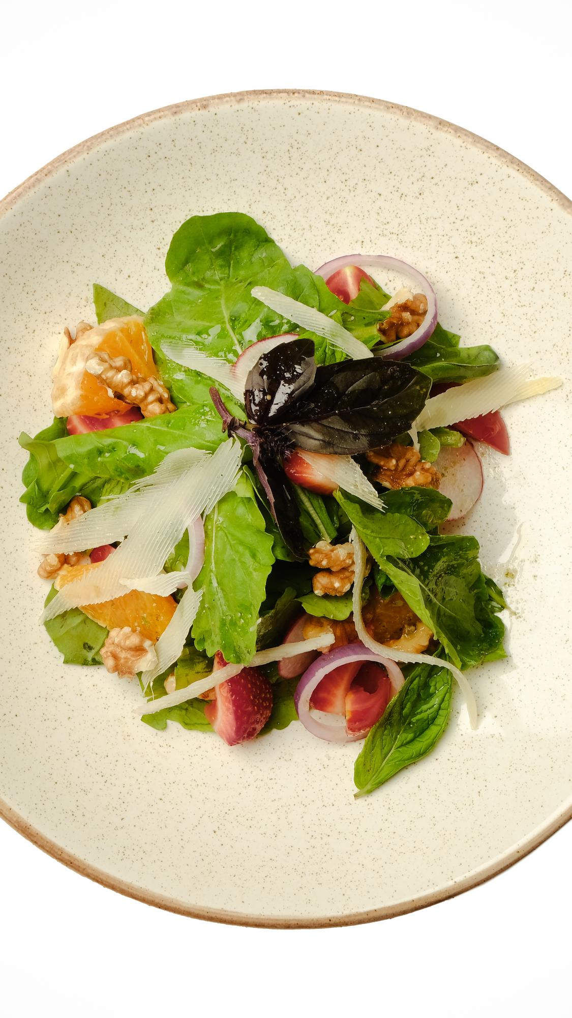 Close-up of plated seasonal salad
